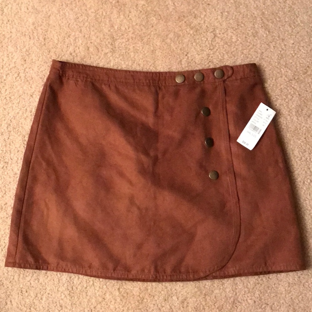 pacsun suede camel skirt